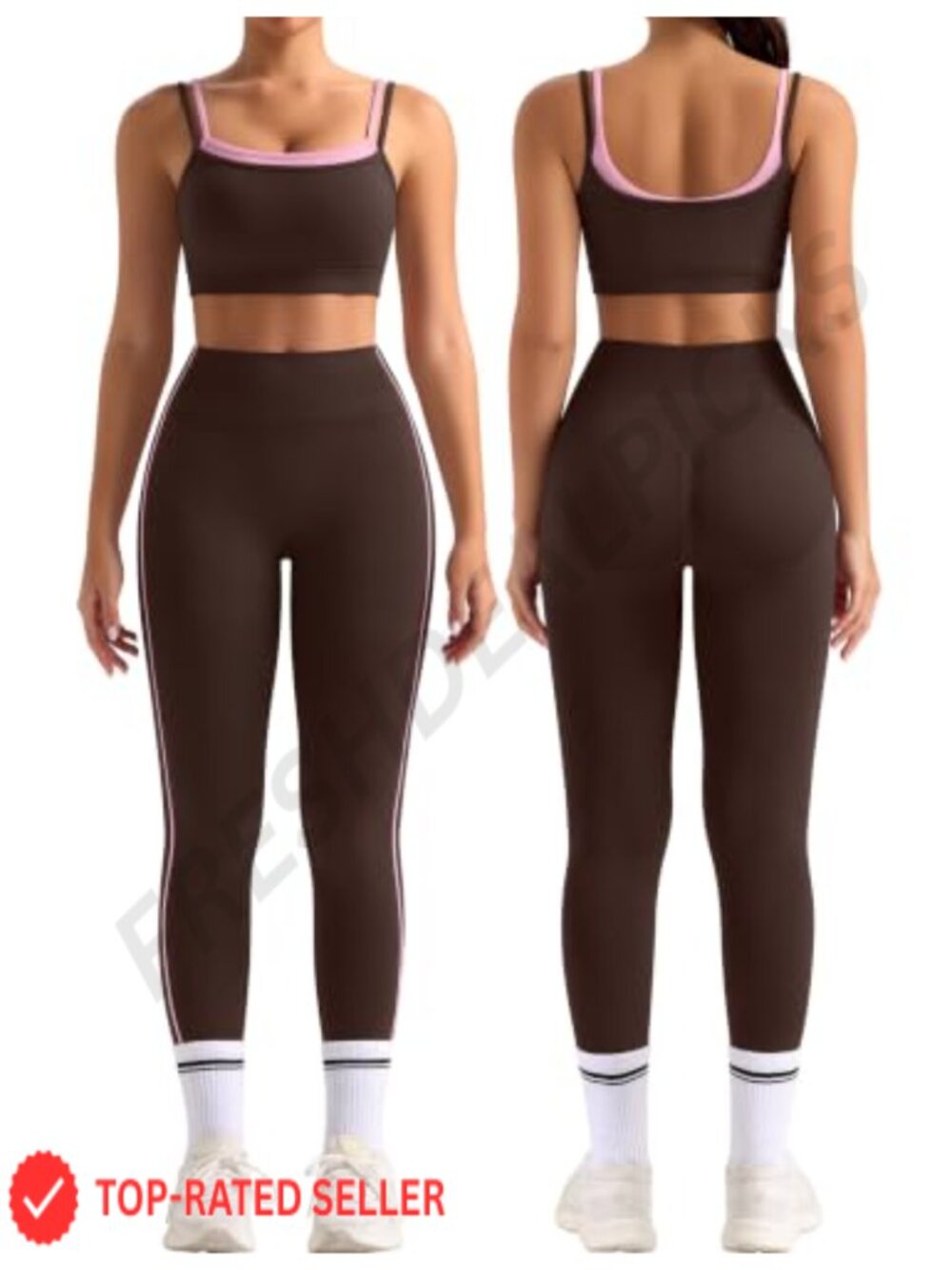 2 Piece Workout Set Seamless Polyamide Spandex Sports Bra Leggings